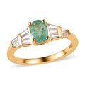 Ethiopian Emerald and Moissanite Ring in Vermeil Yellow Gold Over Sterling Silver 1.00 ctw (Del. in 5-7 Days) - Sticky add to cart bar