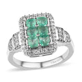 Ethiopian Emerald and White Zircon Ring in Platinum Over Sterling Silver 1.40 ctw - Sticky add to cart bar