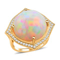 Certified & Appraised Iliana 18K Yellow Gold AAA Ethiopian Welo Opal and G-H SI White Diamond Ring 6 Grams 12.30 ctw - Sticky add to cart bar