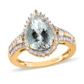 Premium Mangoro Aquamarine and White Diamond Ring in Vermeil Yellow Gold Over Sterling Silver 2.60 ctw - Sticky add to cart bar