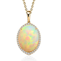 Certified & Appraised Iliana AAA Ethiopian Welo Opal and G-H SI White Diamond 11.00 ctw Pendant without Chain in 18K Yellow Gold