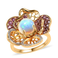 GP Italian Garden Collection Premium Ethiopian Welo Opal and Multi Gemstone Ring in Vermeil YG and Platinum Over Sterling Silver 2.50 ctw (Del. in 3-5 Days)