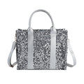 Doorbuster Silver Color Faux Leather Crossbody Bag (12.60"x6.30"x10.60") with Handle Drop (5") and Shoulder Strap (47") - Sticky add to cart bar