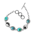 D'Joy Artisan Crafted Royston Turquoise, Blue Moon Turquoise and White Buffalo Toggle Clasp Bracelet in Sterling Silver (7.25 In) 16.50 ctw - Sticky add to cart bar
