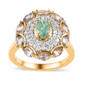 Ethiopian Emerald and Multi Gemstone Ring in Vermeil Yellow Gold Over Sterling Silver 1.50 ctw - Sticky add to cart bar
