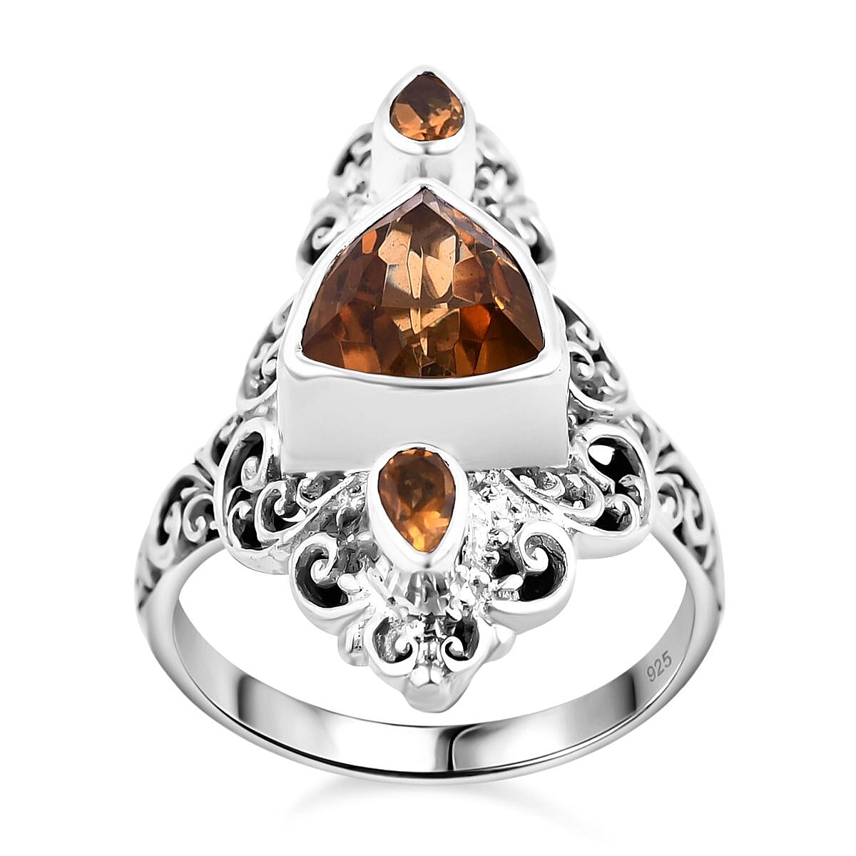 Brazilian Citrine Ring in Sterling Silver (Size 5.5) 3.70 ctw