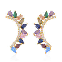 Simulated Multi Color Diamond Earrings in 14K Yellow Gold Over Sterling Silver 4.50 ctw