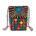 Multi Color Ethnic Style Handmade Circle and Flower Shaped Coconut Shell Crossbody Bag (7.09"x5.51") - Sticky add to cart bar