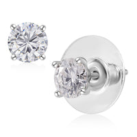 Moissanite (Rnd 6mm) Solitaire Stud Earrings in Platinum Over Sterling Silver 1.60 ctw
