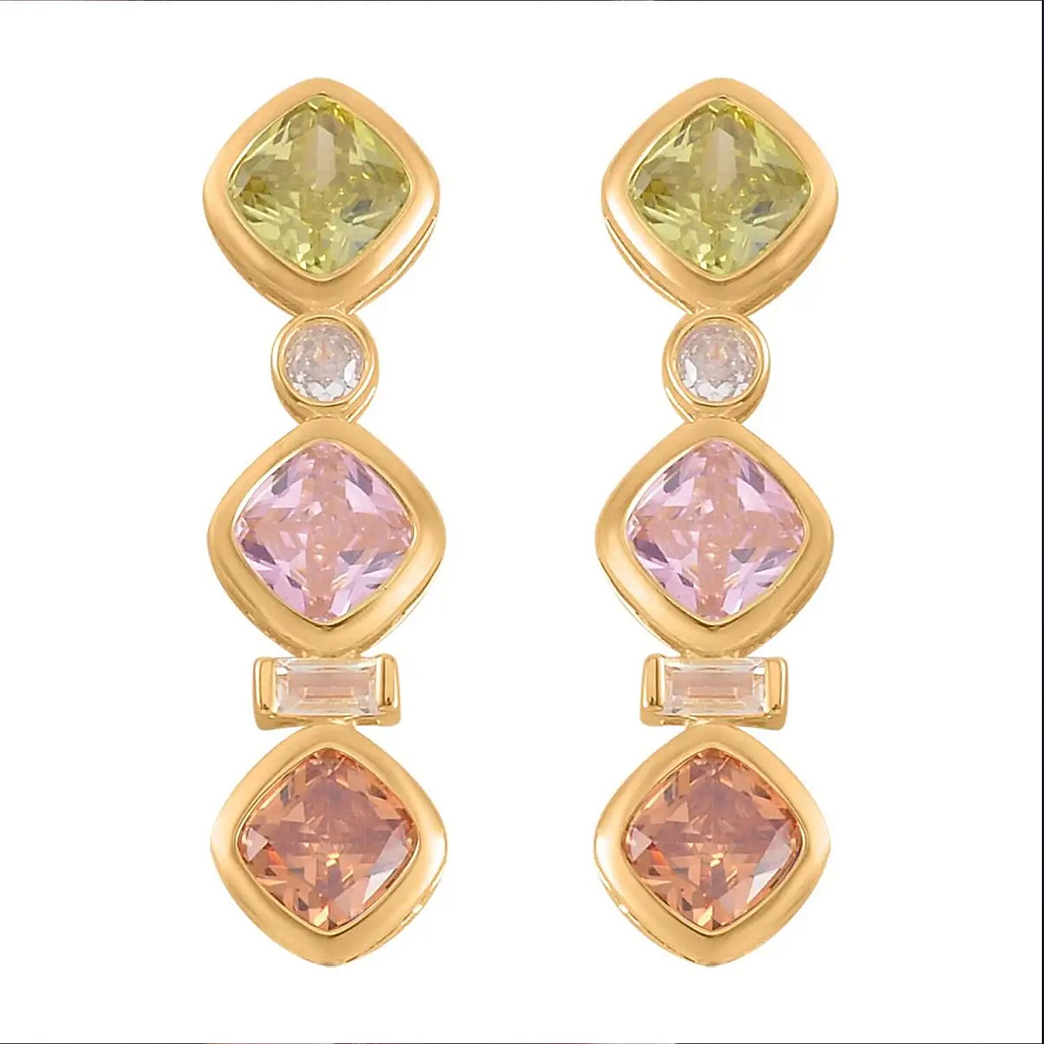 Simulated Diamond Dangle Earrings in Rhodium Over Sterling Silver 8.70 ctw