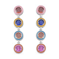 Simulated Multi Color Diamond and Multi Color Enameled Dangle Earrings in Rhodium Over Sterling Silver 5.00 ctw - Sticky add to cart bar