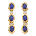 Simulated Blue and White Diamond Earrings in 14K Yellow Gold Over Sterling Silver 5.80 ctw - Sticky add to cart bar