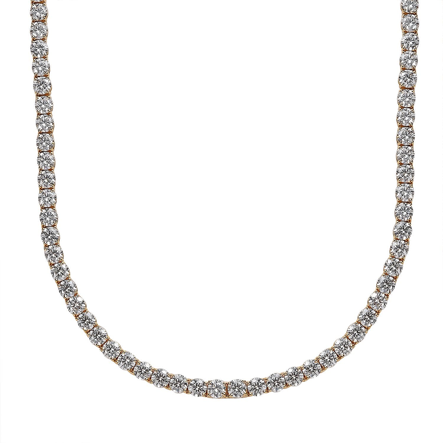 D'Joy 100 Facet Moissanite Tennis Necklace 18 Inches in Vermeil Yellow Gold Over Sterling Silver 35.85 ctw