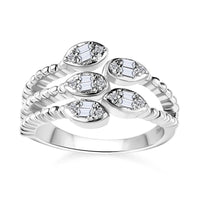 Moissanite Snake Inspired Layered Ring in Platinum Over Sterling Silver (Size 6.0) 0.20 ctw