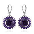 120 Facets African Amethyst Sunflower Earrings in Platinum Over Sterling Silver 10.450 ctw - Sticky add to cart bar