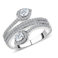 Moissanite 3 Row Snake Inspired Bypass Ring in Platinum Over Sterling Silver (Size 6.0) 2.35 ctw - Sticky add to cart bar