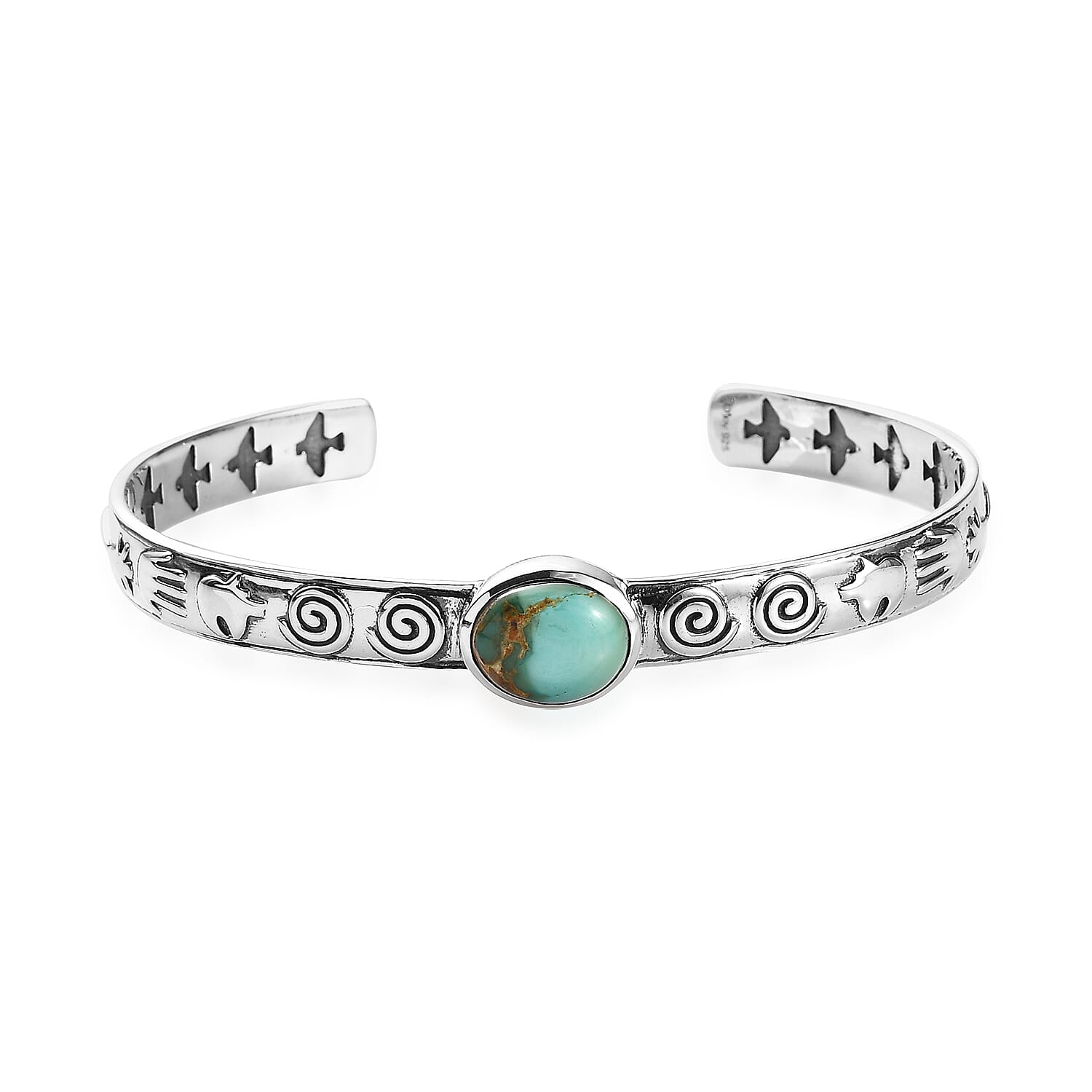 Artisan Crafted Royston Turquoise Cuff Bracelet in Sterling Silver (7.25 In) 4.25 ctw