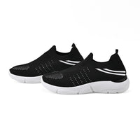 Black Comfortable Knit Vented Trainers Non-Slip PVC Sole Shoe ( 7-7.5 / 39) Women