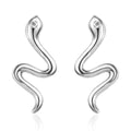 Moissanite Minimalist Snake Stud Earrings in Platinum Over Sterling Silver - Sticky add to cart bar