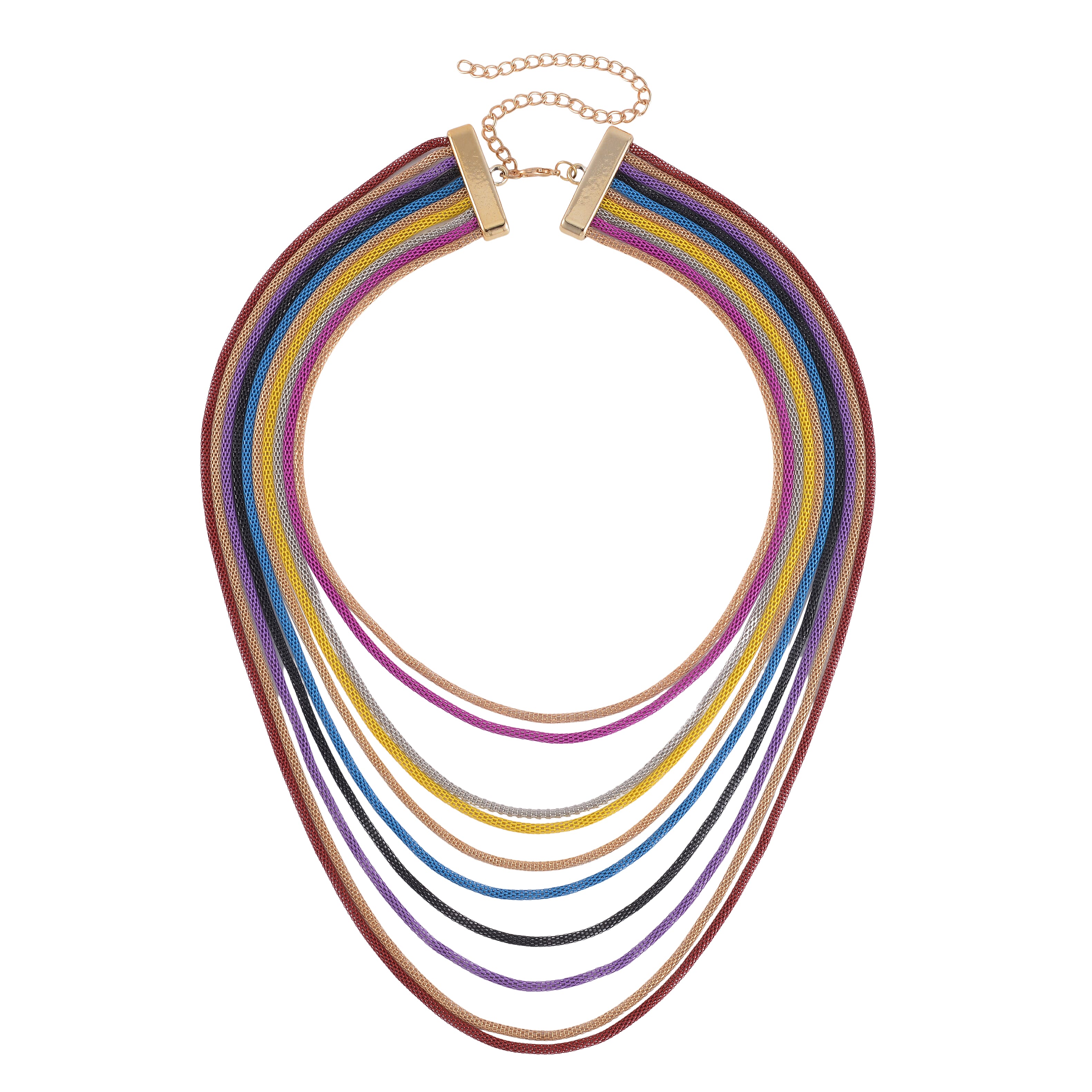 Multi Strand Snake Chain Necklace (18.5-22.5 Inches) in Multitone
