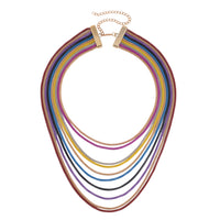 Multi Strand Snake Chain Necklace (18.5-22.5 Inches) in Multitone