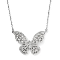 GP Trionfo Collection Moissanite Butterfly Necklace 18 Inches in Platinum Over Sterling Silver 2.75 ctw