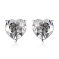 White Topaz Heart Solitaire Stud Earrings in Platinum Over Sterling Silver 5.40 ctw - Sticky add to cart bar