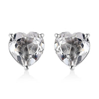 White Topaz Heart Solitaire Stud Earrings in Platinum Over Sterling Silver 5.40 ctw