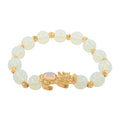 Pixiu Feng Shui Red Agate 9-10mm Beaded Bracelet in Goldtone (6.50-7.00In) 90.80 ctw - Sticky add to cart bar