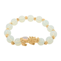 Pixiu Feng Shui Red Agate 9-10mm Beaded Bracelet in Goldtone (6.50-7.00In) 90.80 ctw