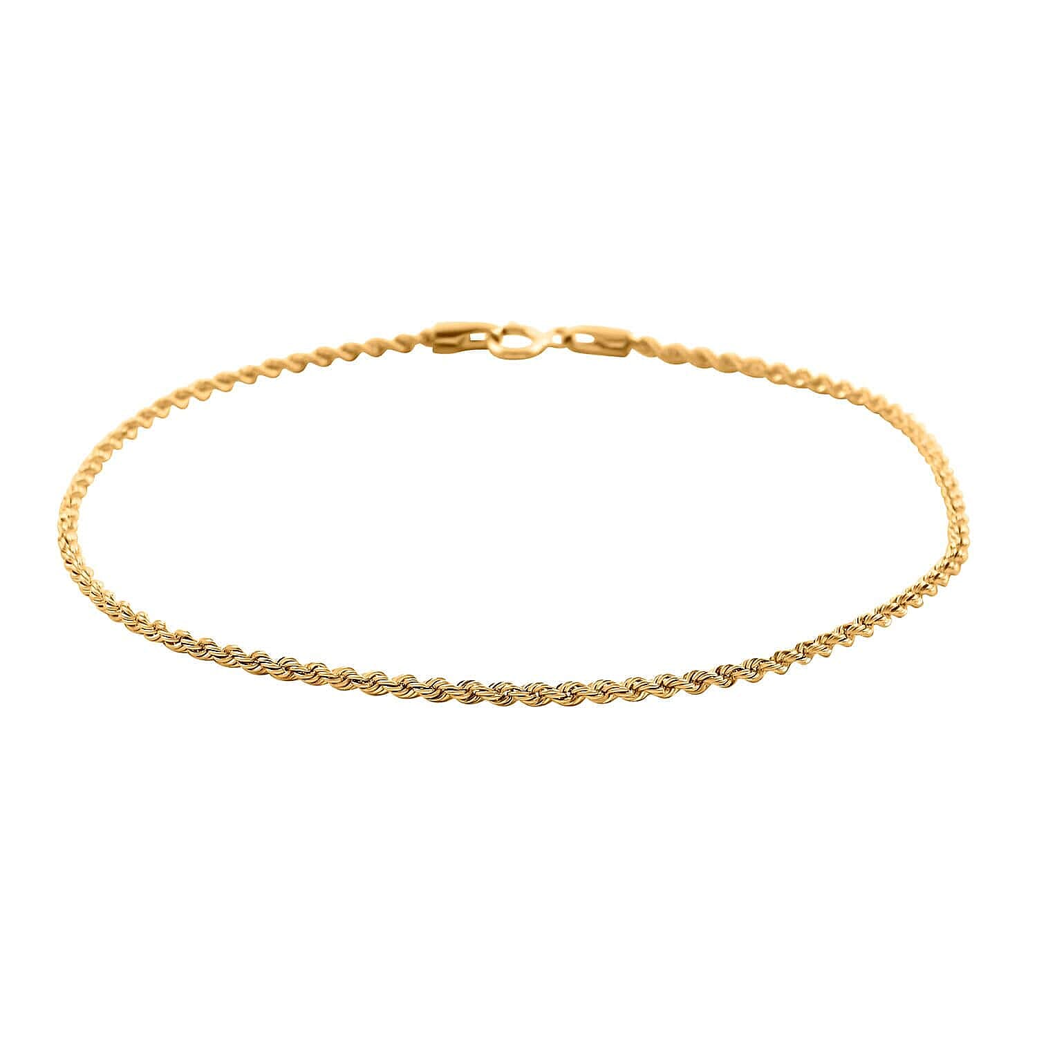10K Yellow Gold 1.6mm Rope Chain Bracelet (7.50 In) (0.65 g)