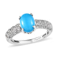 Premium Sleeping Beauty Turquoise and White Zircon Ring in Platinum Over Sterling Silver 1.35 ctw - Sticky add to cart bar