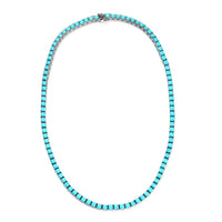Premium Sleeping Beauty Turquoise Tennis Necklace 18 Inches in Platinum Over Sterling Silver 31.60 ctw