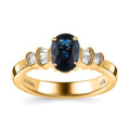 Certified Luxoro 14K Yellow Gold AAA Australian Sapphire and G-H I2 Diamond Ring 1.60 ctw - Sticky add to cart bar