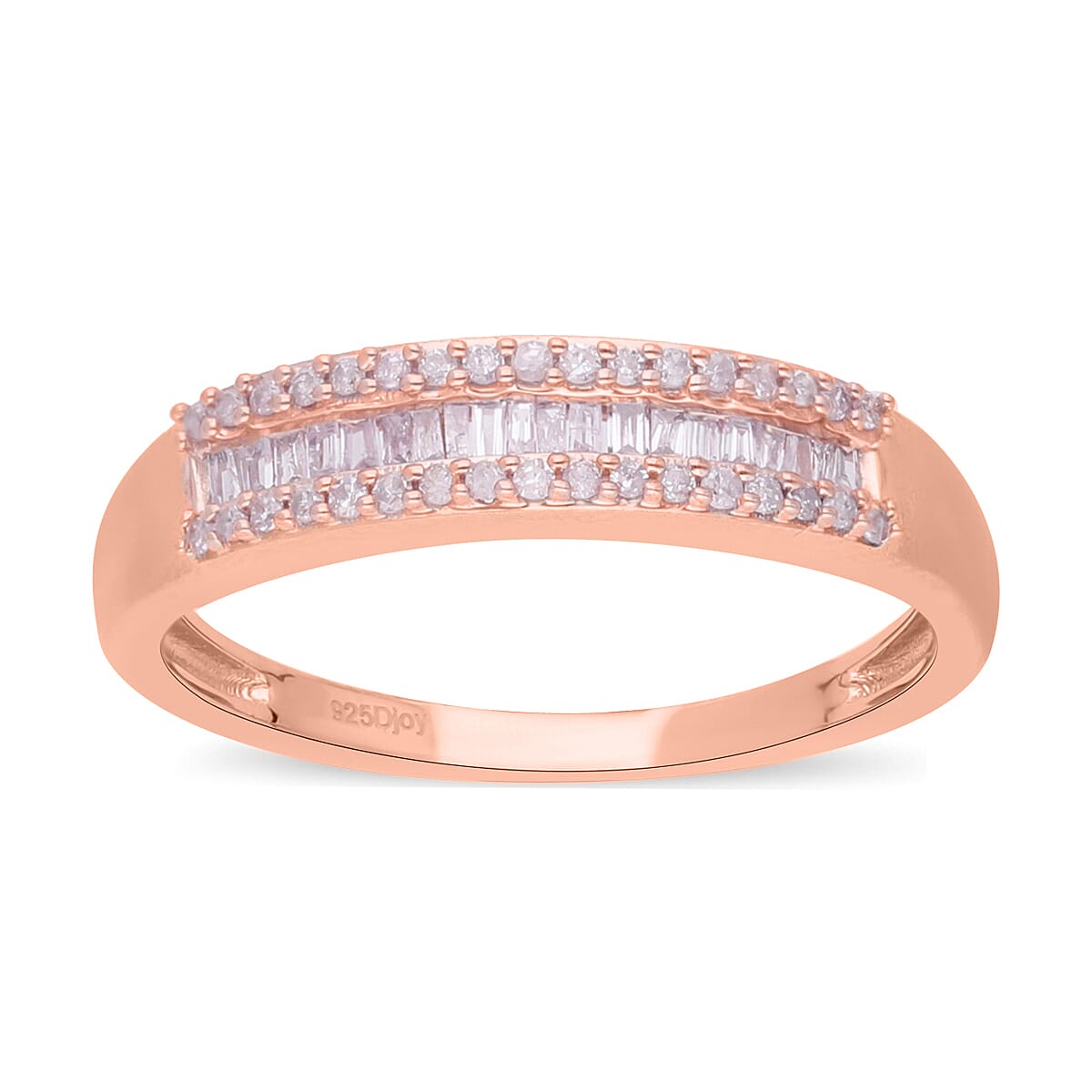 Natural Pink Diamond (I3) Band Ring in Vermeil Rose Gold Over Sterling Silver 0.25 ctw