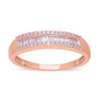 Natural Pink Diamond (I3) Band Ring in Vermeil Rose Gold Over Sterling Silver 0.25 ctw
