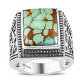 Artisan Crafted Royston Turquoise Men's Ring in Sterling Silver 11.40 ctw - Sticky add to cart bar
