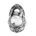 One Time Only Artisan Crafted White Buffalo Solitaire Ring in Sterling Silver (Size 10.0) 23.25 ctw - Sticky add to cart bar