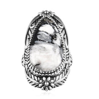 One Time Only Artisan Crafted White Buffalo Solitaire Ring in Sterling Silver (Size 10.0) 23.25 ctw