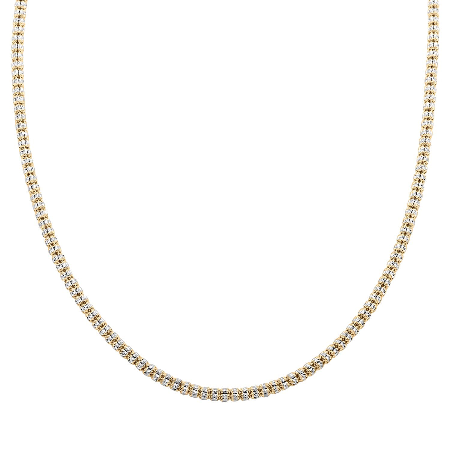 10K Yellow and White Gold 3.5mm Ice Chain Necklace (22 Inches) 19.75 Grams