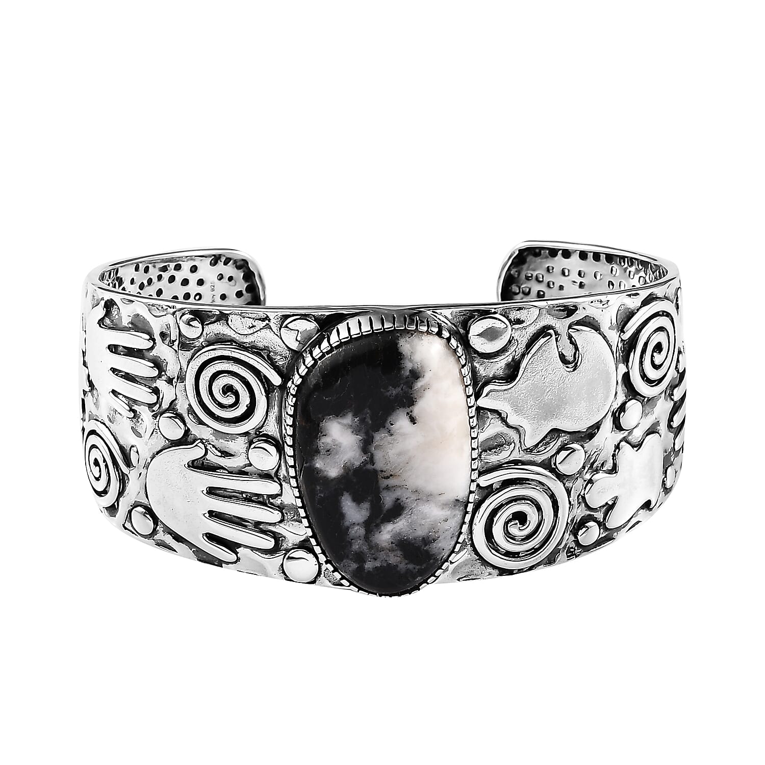Artisan Crafted White Buffalo Cuff Bracelet in Sterling Silver (7.25 In) 43.25 ctw