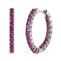 Doorbuster Karis Ruby Inside Out Hoop Earrings in Platinum Bond 3.90 ctw - Sticky add to cart bar