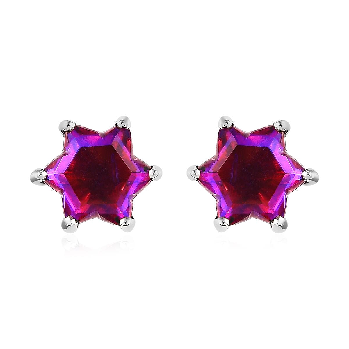 Volcanic Quartz (Triplet) Star Stud Earrings in Platinum Over Sterling Silver 9.30 ctw