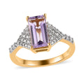 Rose De France Amethyst and Moissanite Ring in Vermeil Yellow Gold Over Sterling Silver 1.50 ctw - Sticky add to cart bar