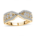 Moissanite Wishbone Ring in Vermeil YG Over Sterling Silver (Size 6.0) 0.75 ctw - Sticky add to cart bar