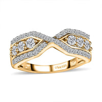 Moissanite Wishbone Ring in Vermeil YG Over Sterling Silver (Size 6.0) 0.75 ctw