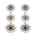 London Blue Topaz, Multi Gemstone Evil Eye Protector Earrings in Platinum Over Sterling Silver 2.00 ctw - Sticky add to cart bar