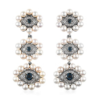 London Blue Topaz, Multi Gemstone Evil Eye Protector Earrings in Platinum Over Sterling Silver 2.00 ctw