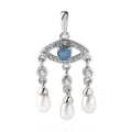 Boulder Opal Triplet and Multi Gemstone Evil Eye Protector Pendant in Platinum Over Sterling Silver 0.65 ctw - Sticky add to cart bar