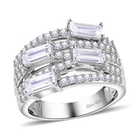Moissanite Step Cascade Ring in Sterling Silver
